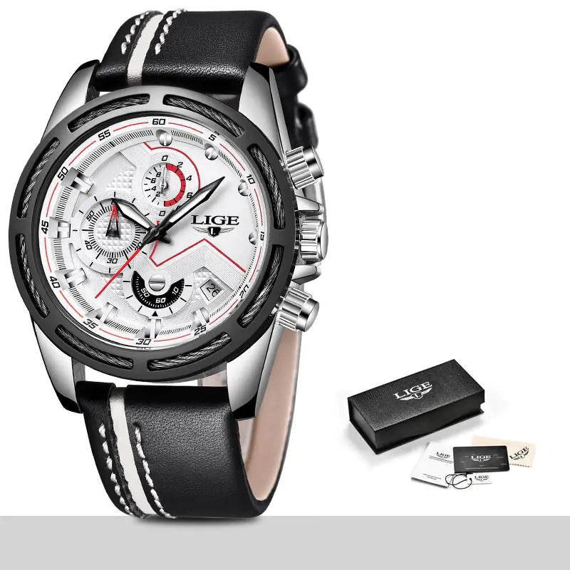 LIGE Multifunctional Waterproof Quartz Watch