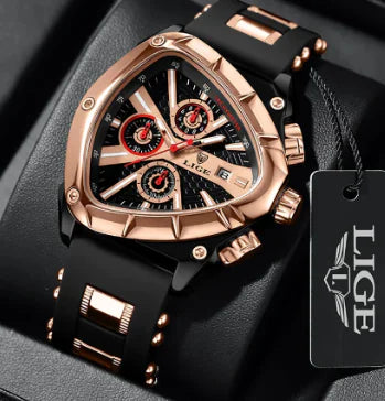 Lige Triangular 2024 Waterproof Night Light Watch (One)