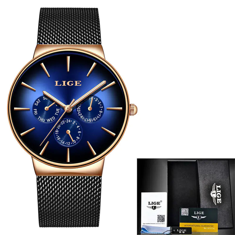 LIGE Popular Mesh Band Quartz Watch