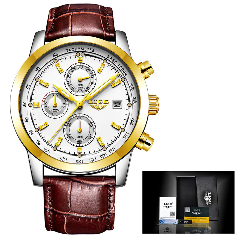 LIGE Multifunctional Waterproof Quartz Watch