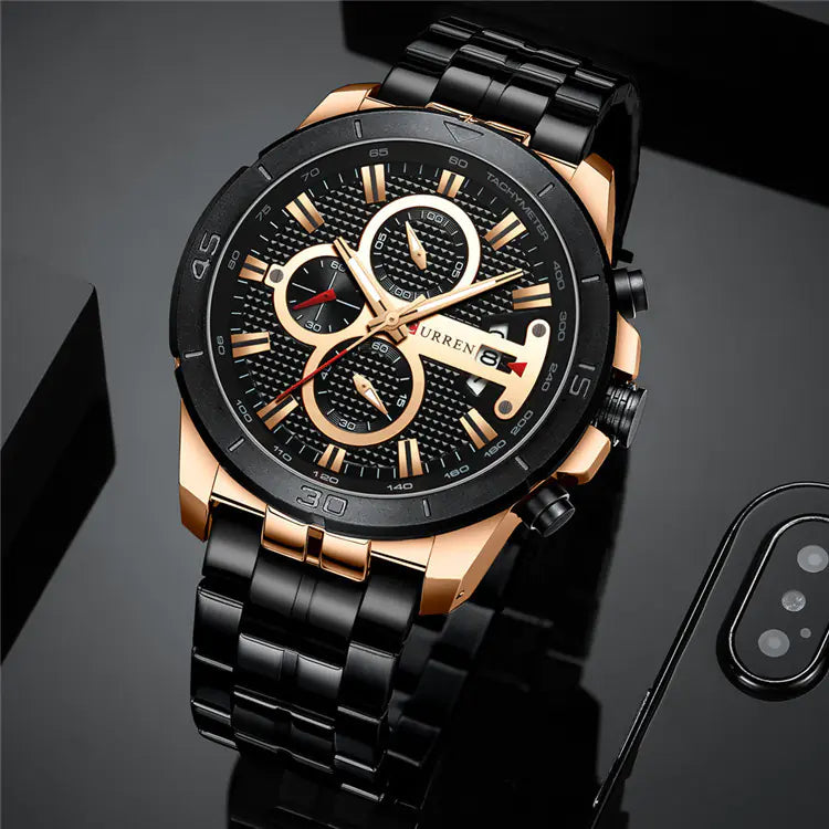 CURREN Men's Multifunctional Waterproof Quartz Watch
