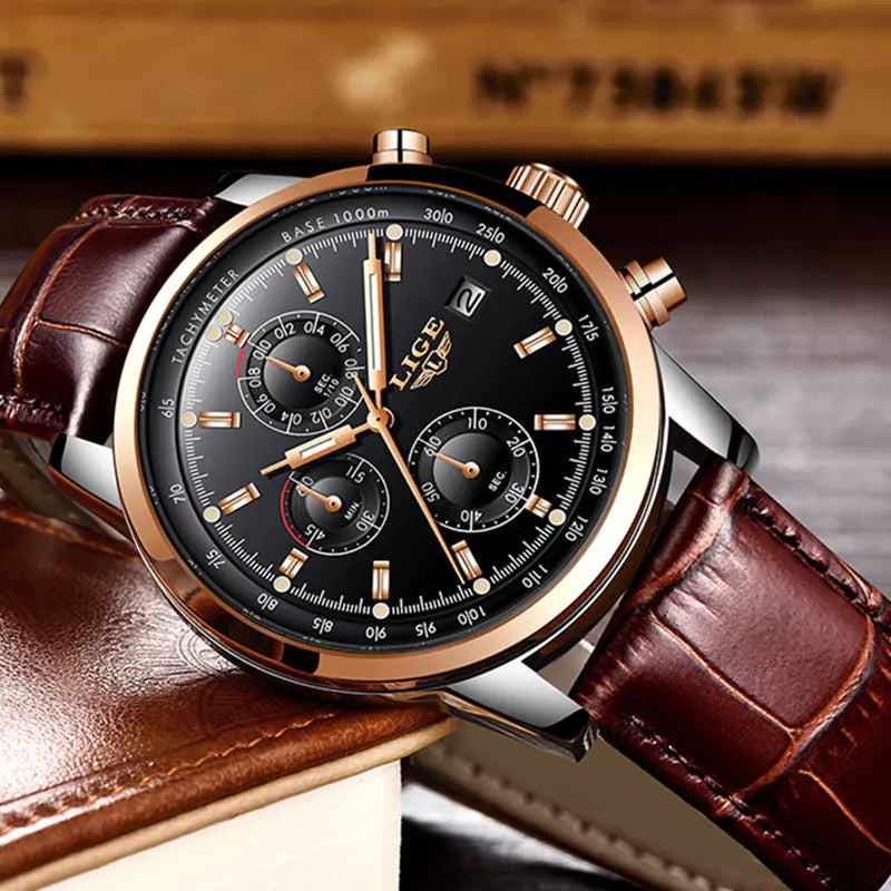 LIGE Multifunctional Waterproof Quartz Watch
