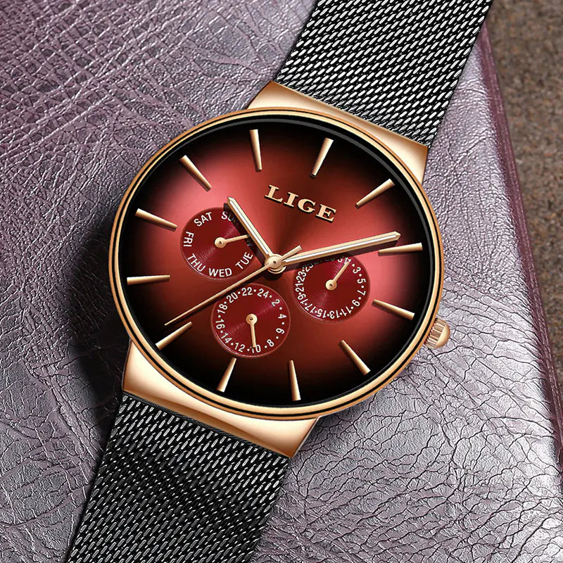 LIGE Popular Mesh Band Quartz Watch