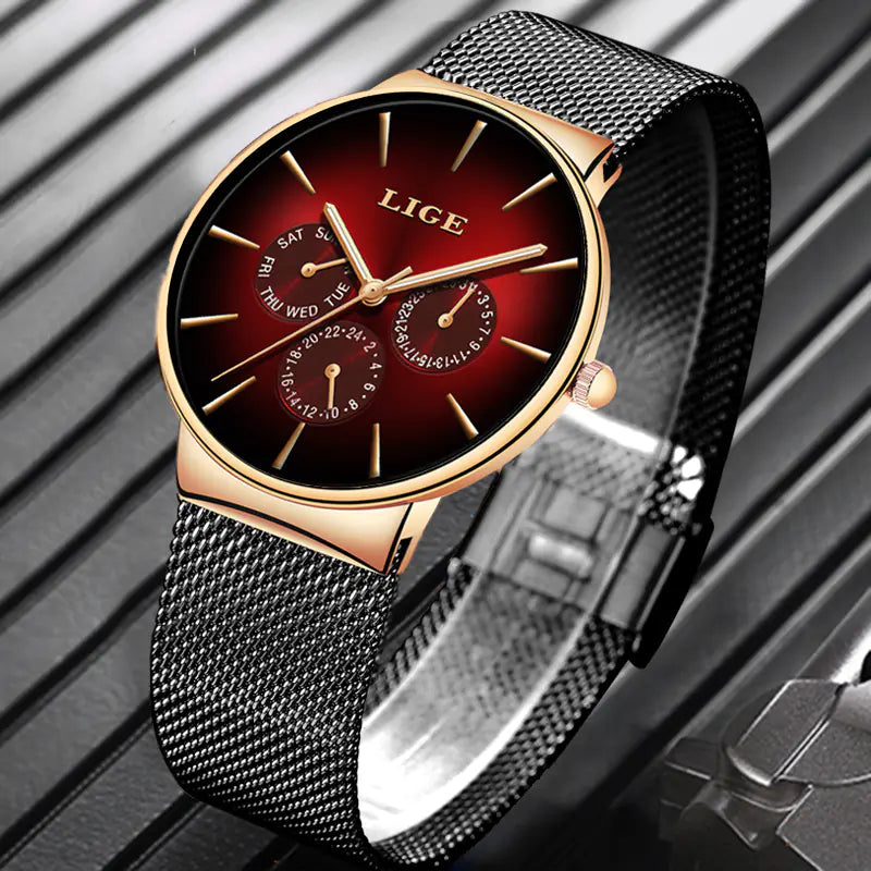 LIGE Popular Mesh Band Quartz Watch